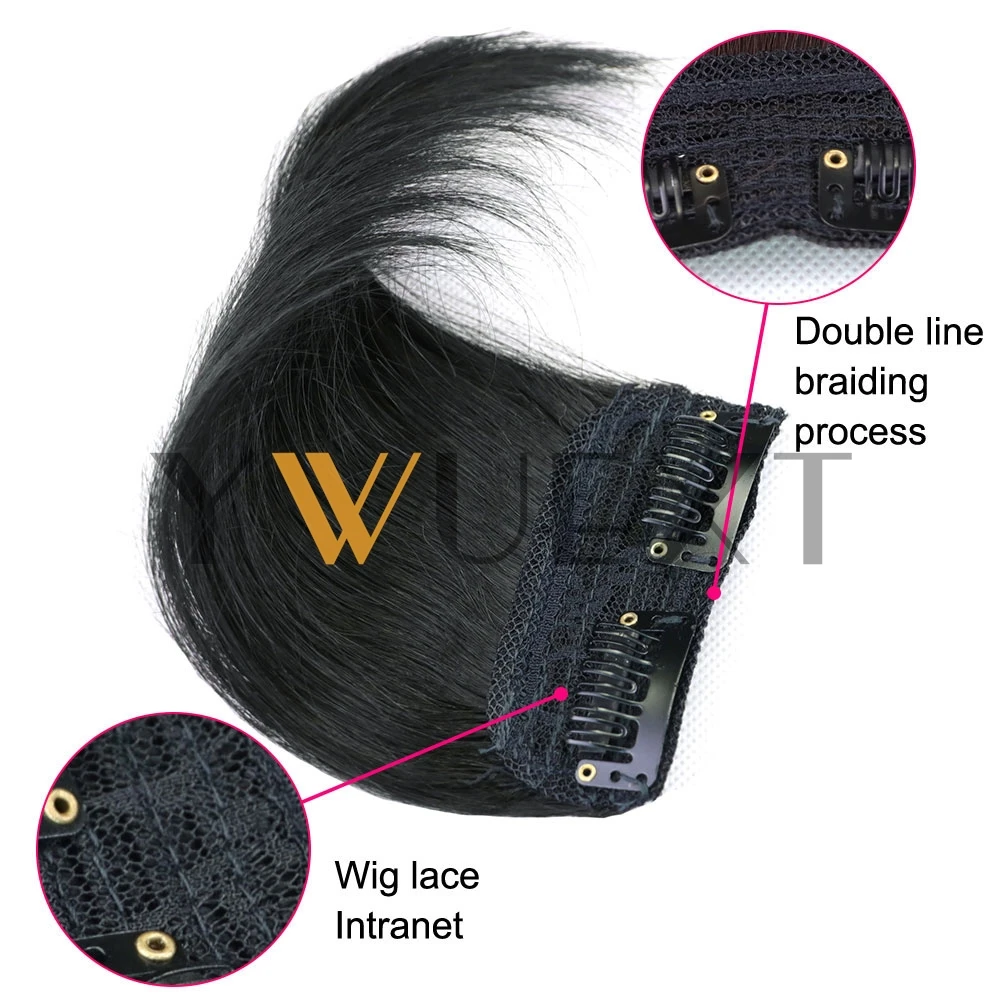 Natural Black Mini Clip In One Piece Real Natural Human Hair Remy Hair Pad On Both Sides For Men or Women Clips in Extensions