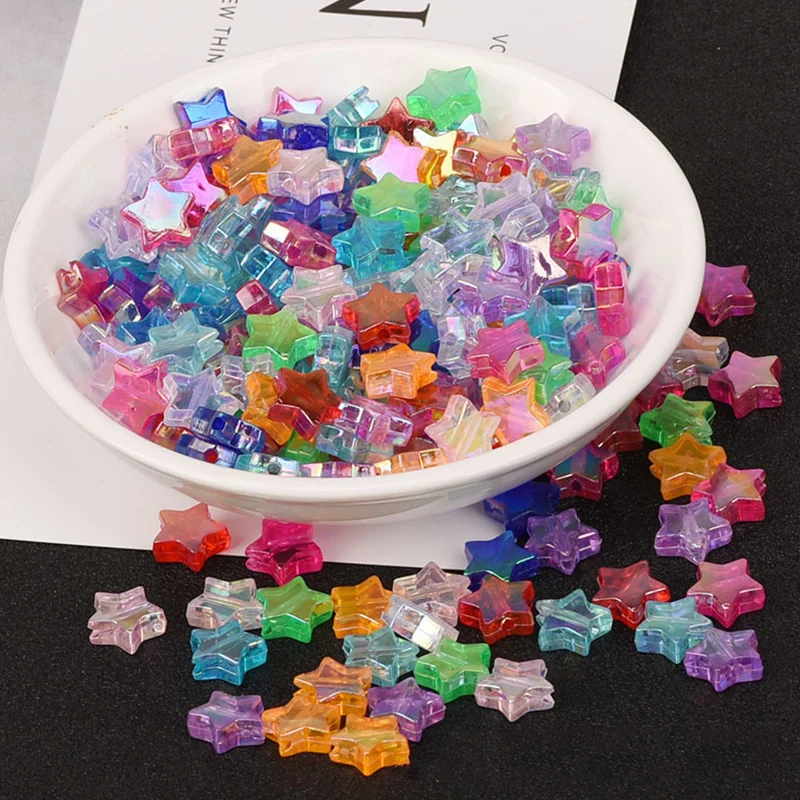

50/100Pcs AB Color Five-pointed Star Acrylic Beads Loose Spacer Beads for Jewelry Making Necklace Bracelet Supplies