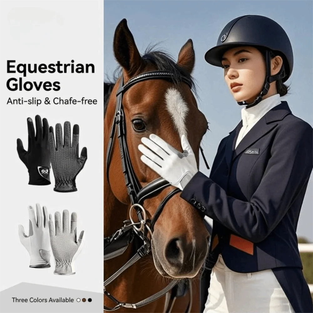 New Breathable Riding Gloves Non-Slip Lightweight Equestrian Gloves Wear-resistant Sun Protection Horse Riding Gloves
