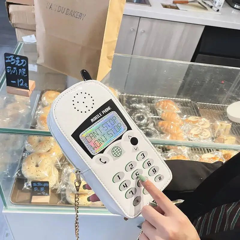 

Mobile Phone Shape Chain Crossbody Bag Fashion Reflective Purses and Handbags Girls Shoulder Bag Novelty Clutch Designer Bag