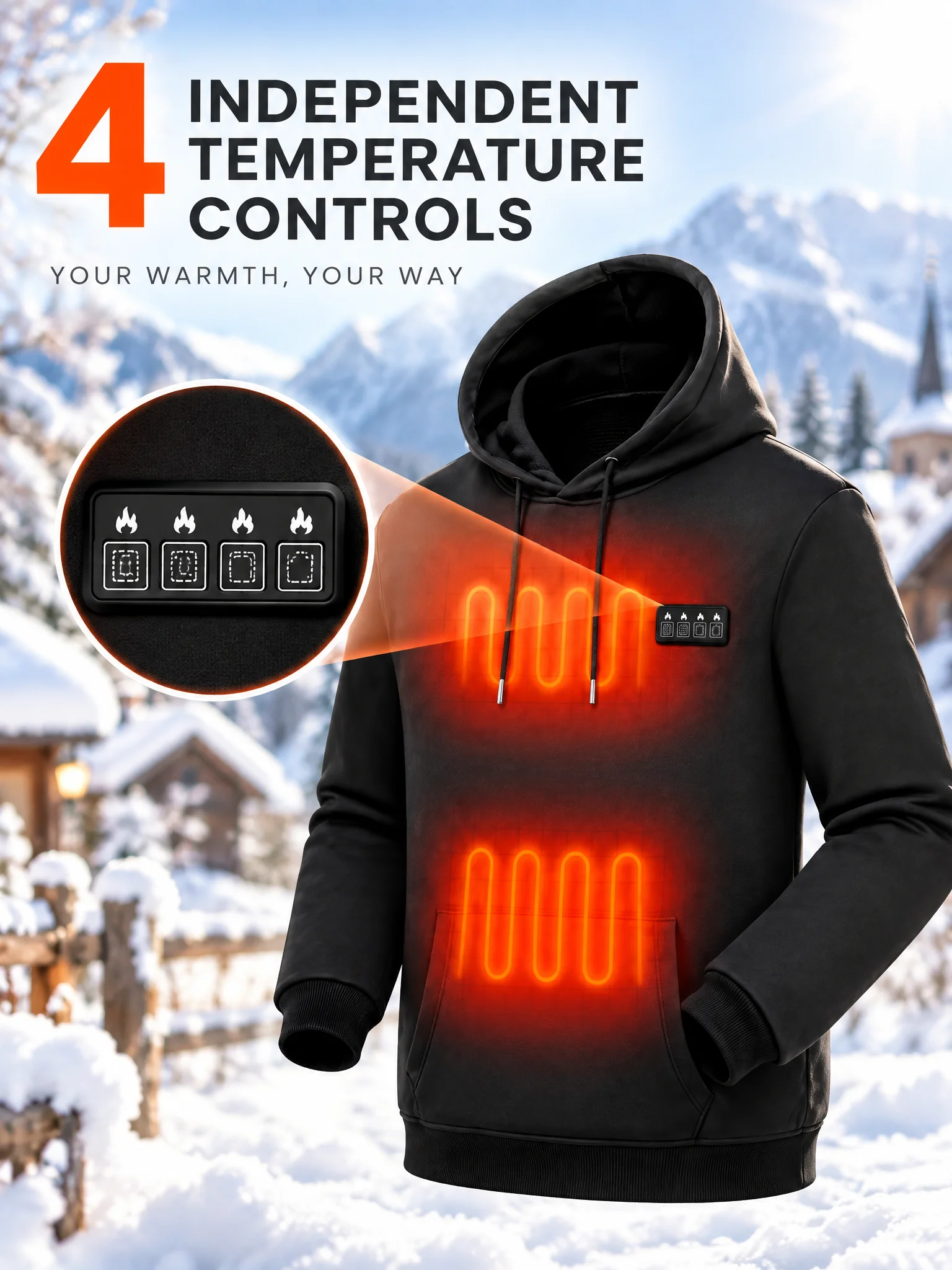New Intelligent USB Heating Hoodie for Men Women Winter 44 Areas Coral Fleece Hooded Heated Clothes Outdoor Thermal Sportswear