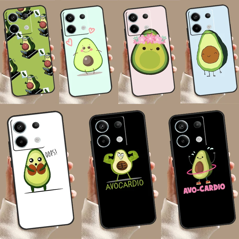 Cute Cartoon Avocado Fitness Case For Xiaomi Redmi Note 13 Pro 12 11 9 10 Pro 12S 11S 10S 9S Redmi 12 10C 12C 13C Cover