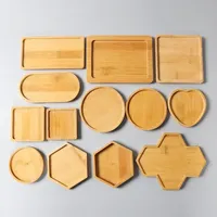 Multi Bamboo Tray Wood Saucer Flower Pot Tray Cup Pad Coaster Plate Kitchen Decorative Plate Creative Coaster Coffee Cup Mat
