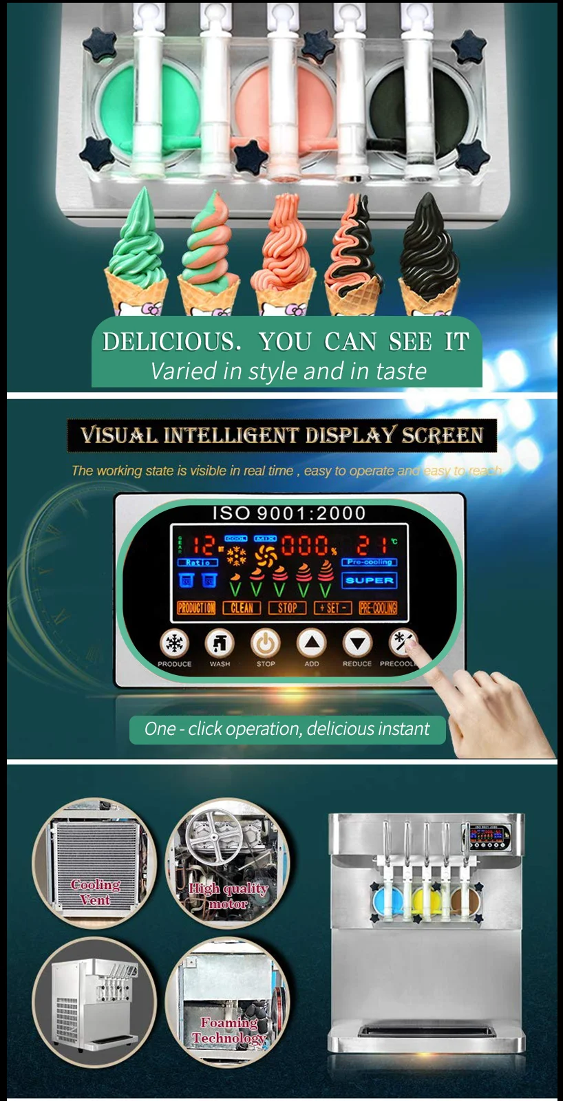 Different Flavor Stainless Steel Frozen Yogurt Machine Commercial Using Ice Machine Price Soft Serve Ice Cream Machine