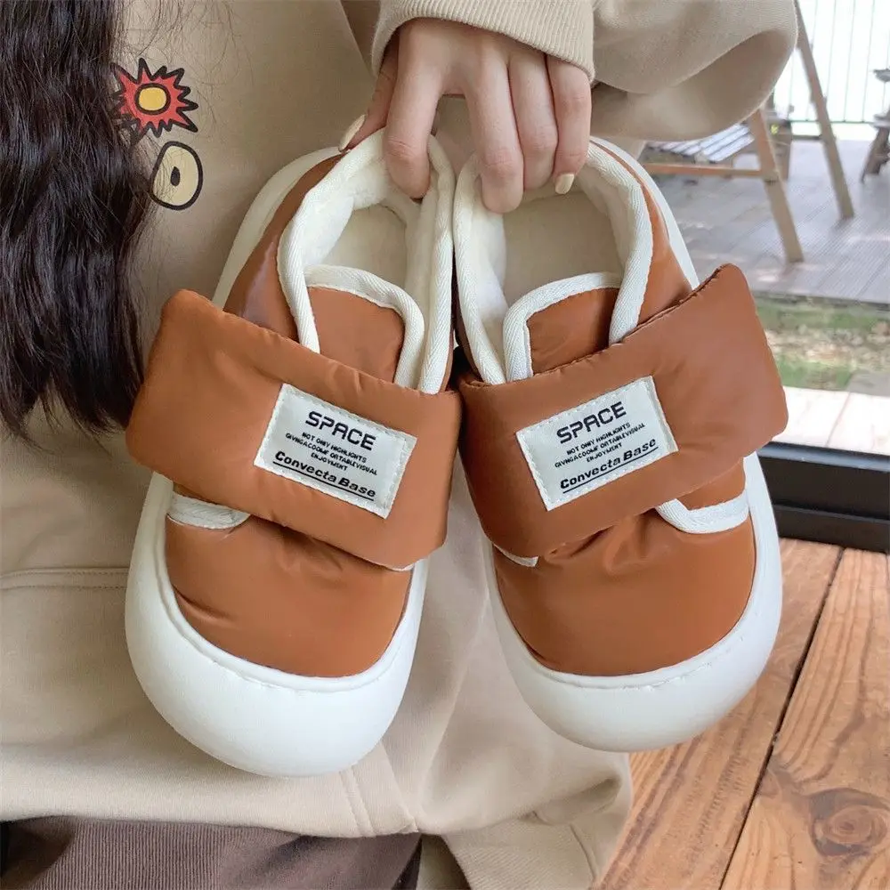 Women's Soft, Durable, Velcro-Closure, Thick-Soled, Round-Toe Sneakers: Warm, Non-Slip, Padded Cotton Shoes