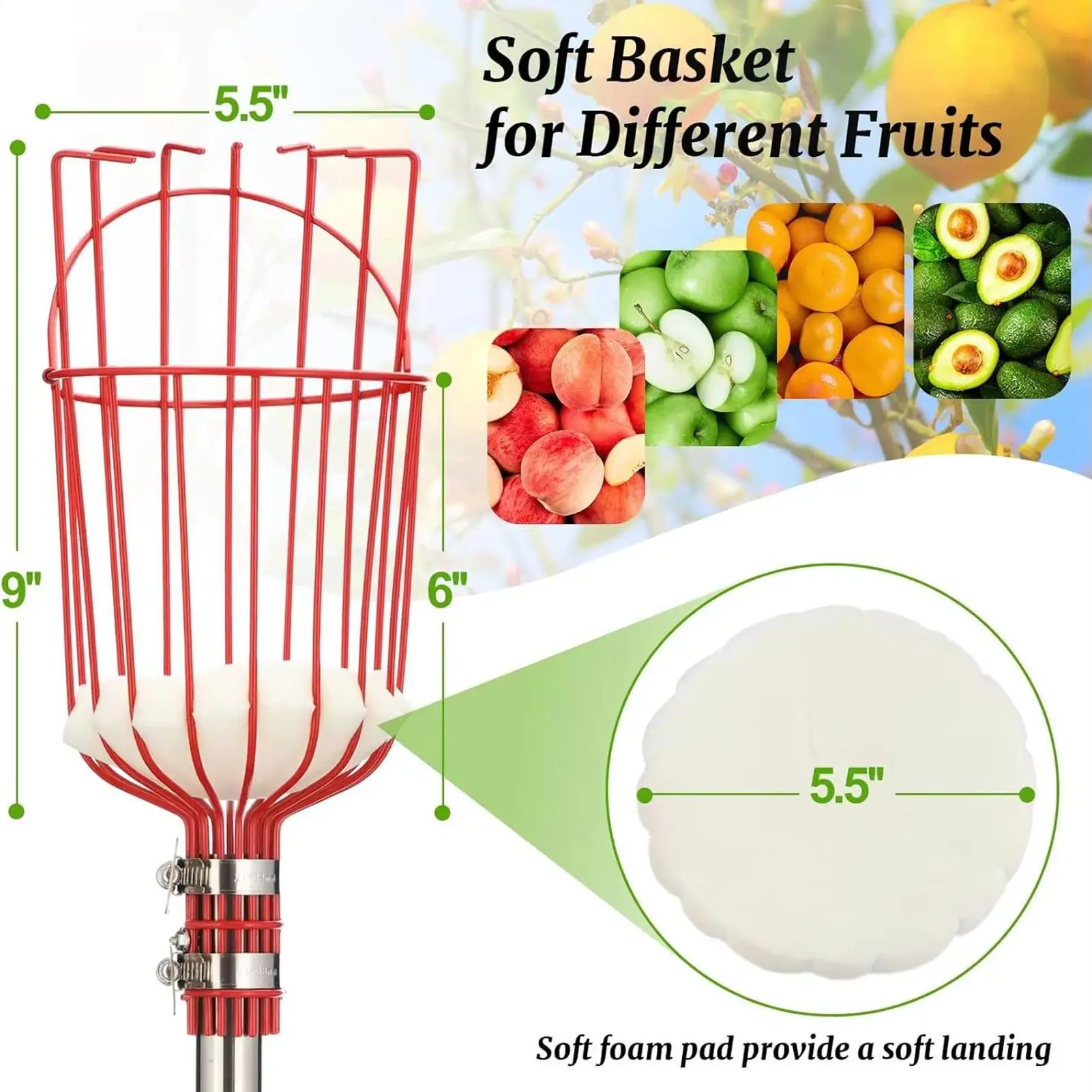 fruit picker Retractable Handle depth basket convenient fruit picker basket garden tool for picking apples Fruit