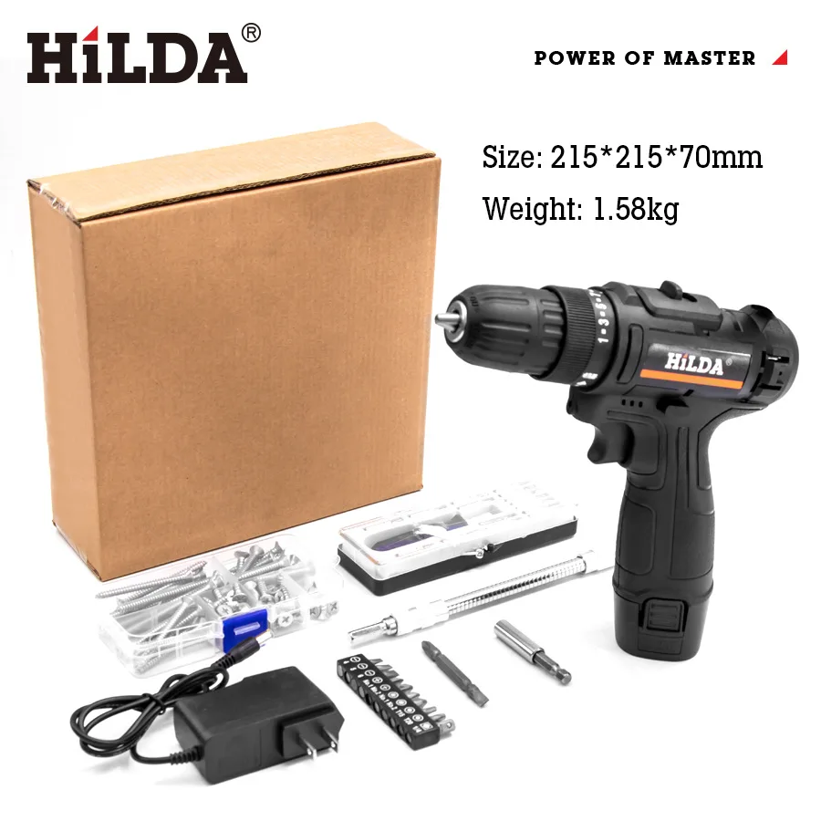 Impact drill lithium battery rechargeable flashlight charging gun drill electric screwdriver household hardware tools