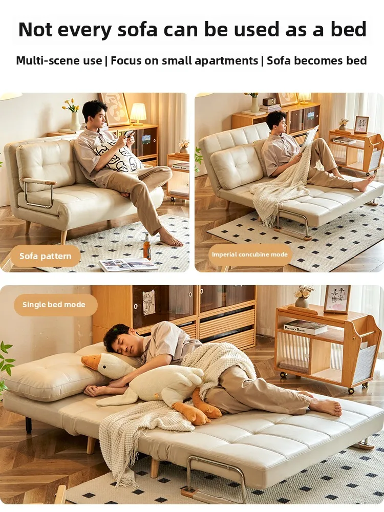 

Wooden Palace Craftsman Home Furnishing Fendi Sofa Bed Log Single Small Unit Folding Retractable Sofa Bed Dual Purpose 2025 New
