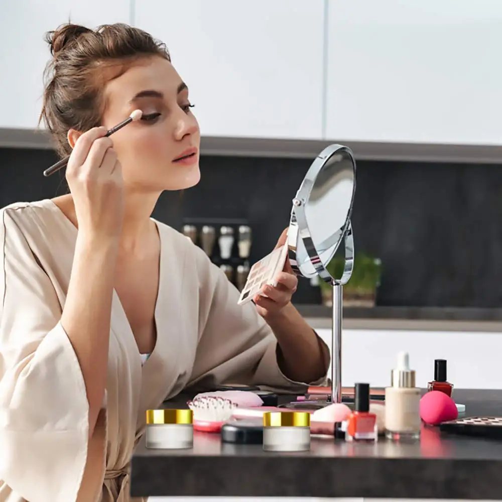 24-6 قطع برطمانات كريم زجاجية 15/30 مل برطمان زجاجي شفاف بلوري، حاوية مستحضرات تجميل فارغة قابلة لإعادة الملء لمرهم كريم الوجه