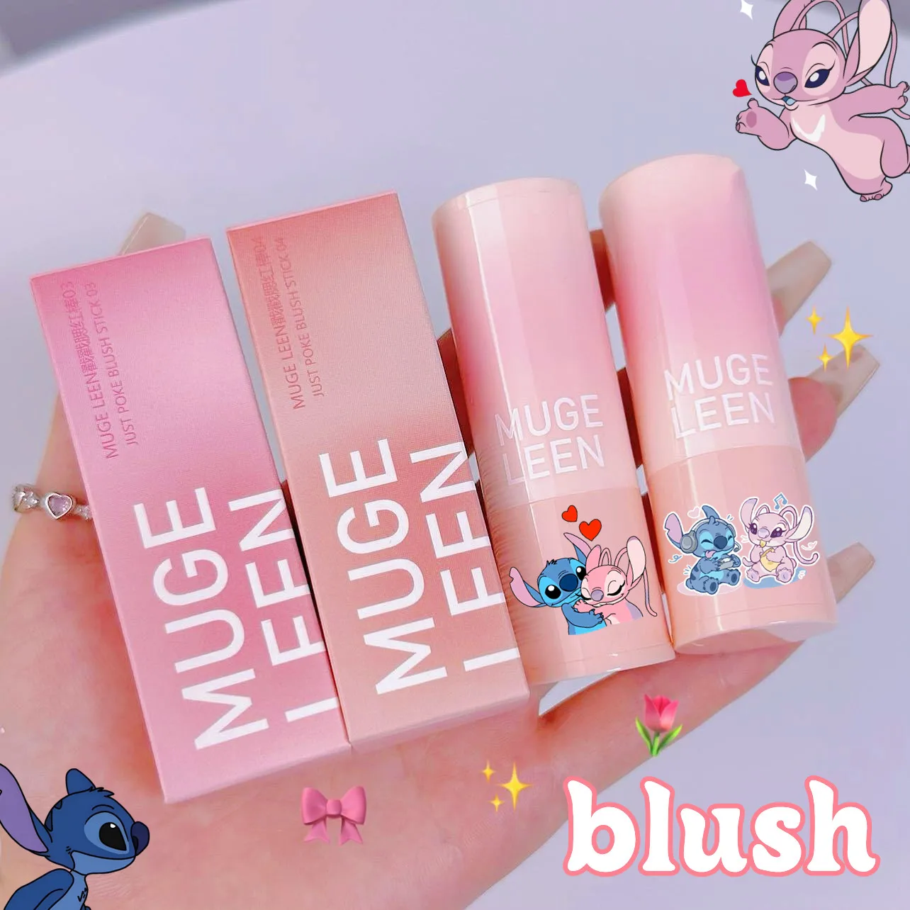 Stitch Blush Stick Kawaii Student Exquisite Pink Performance Dress Up Life Portable Daily Necessities Girlfriend Festival Gift