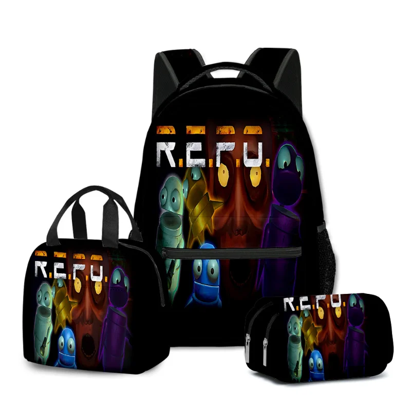 3pcs REPO Rugzak Game Repo Robot Schooltassen Kawaii Cosplay Boekentas Pencial Tas voor Student Rugzak Crossbody Pen Zak Gift