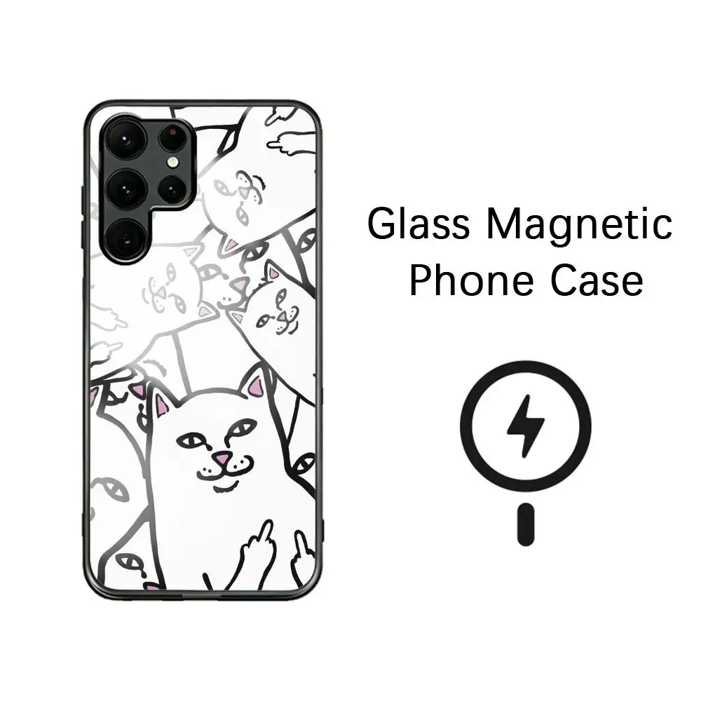 Hot cool fashion brands R-ripndip Phone Case For Samsung S26 S25 S24 S23 S22 S21 S20 Plus Ultra Note20 Glass Magnetic Case