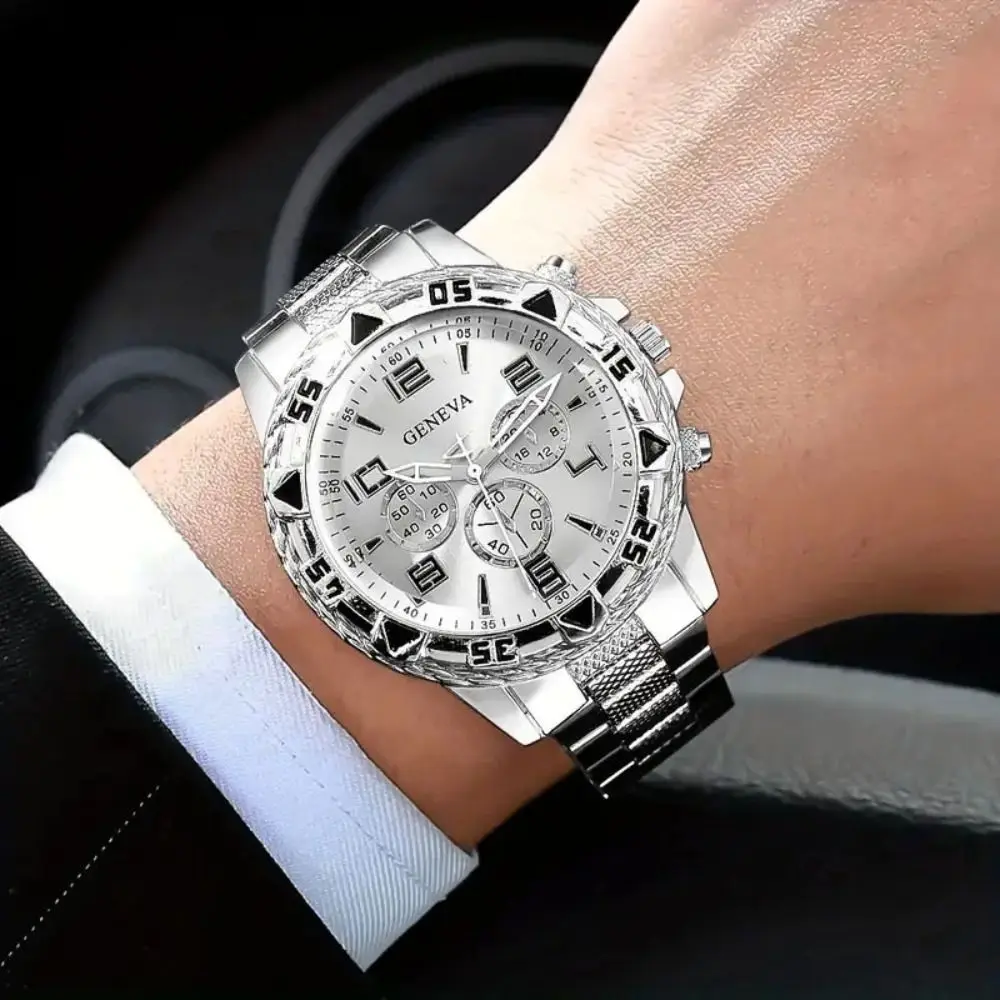 High Quality Stainless Steel Watchband Men Wristwatch Casual Luxury Quartz Watch Large Dial Business Watch