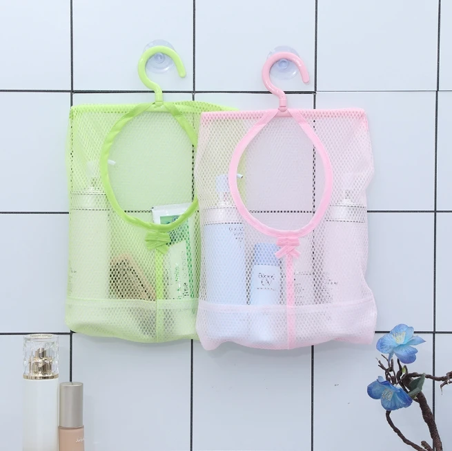 Kitchen Bathroom Hanging Storage Clothespin Mesh Bag Hanging Hook Organizer Storage Baskets Organizer