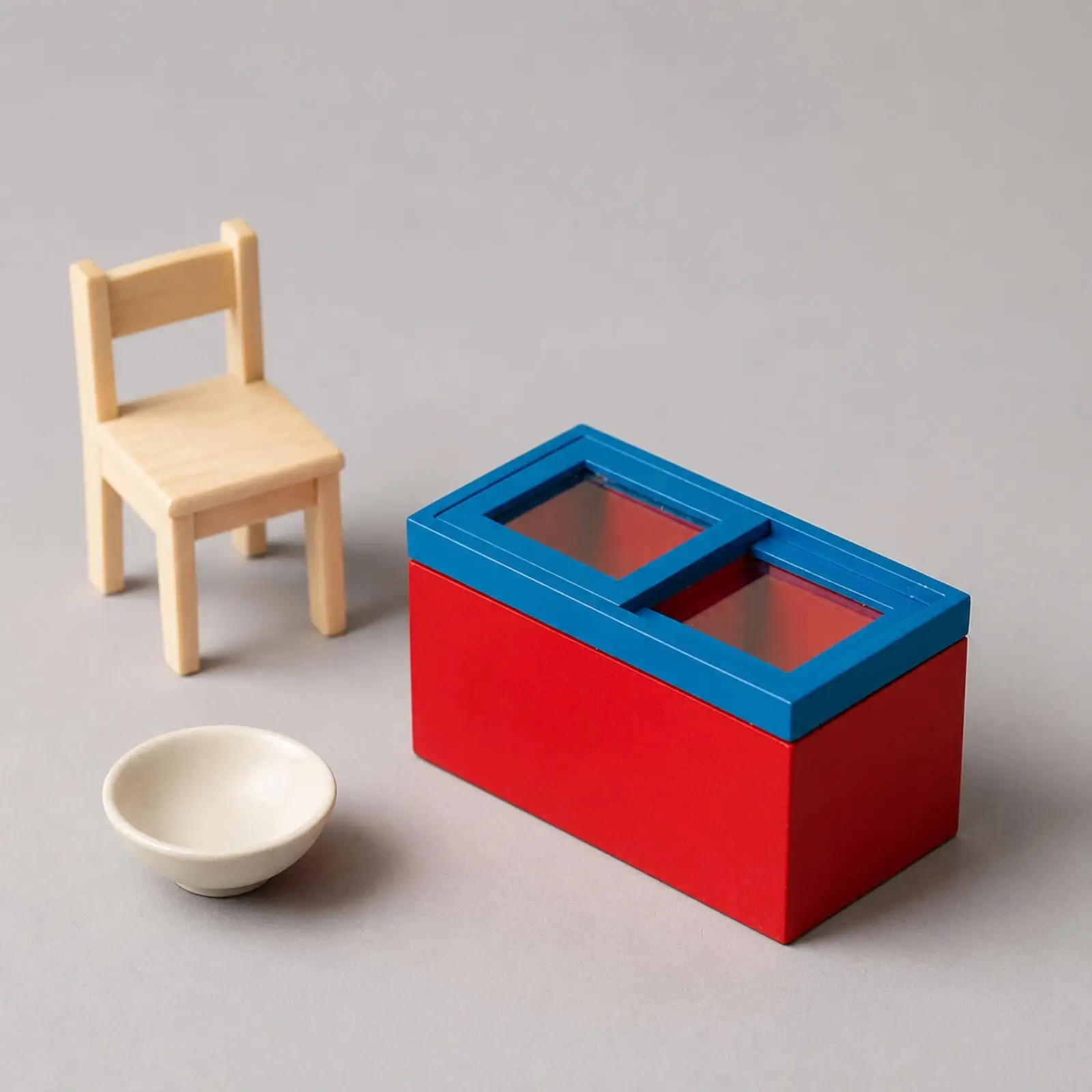 Dollhouse Freezer with Sliding Lids Decorative Miniature Chest Freezer Wooden for Diorama Builders