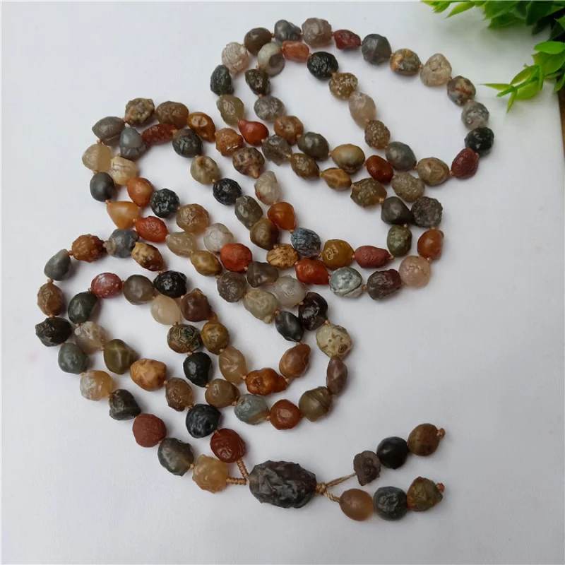 Supply Alashan Gobi Jade Raisin Rough Sugar Heart Agate Tendon Stone 108 Necklace image 5