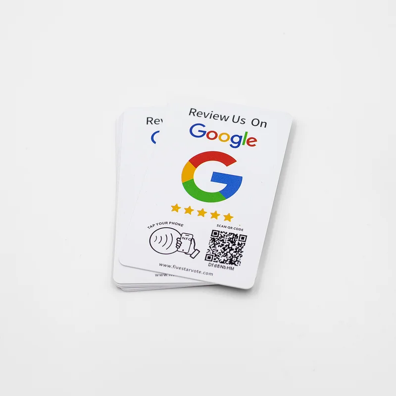 NTAG215 Google Review PVC NFC Tap Card 13.56MHz Editable QR Code for Local Food Shops