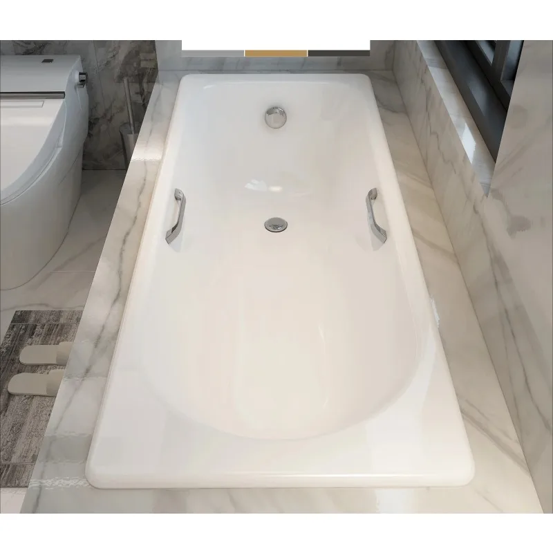Bathroom single square bath cast iron ceramic embedded bathtub household small apartment