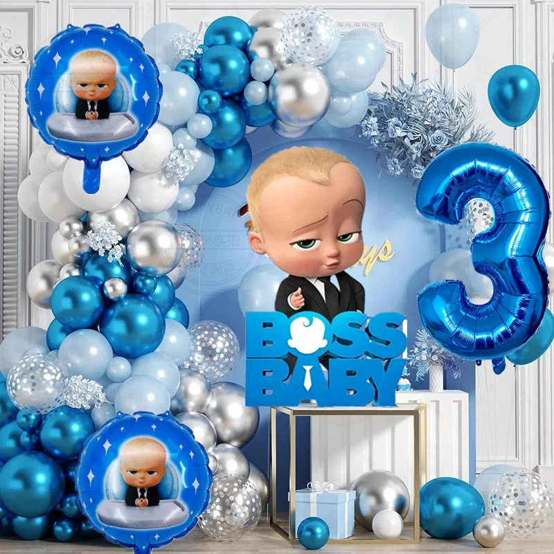 90pcs/set Boss Baby Theme Balloon Garland Arch Kit Newborn Baby Shower Foil Helium Balloon Kids Bluey Party Decorations Supplies