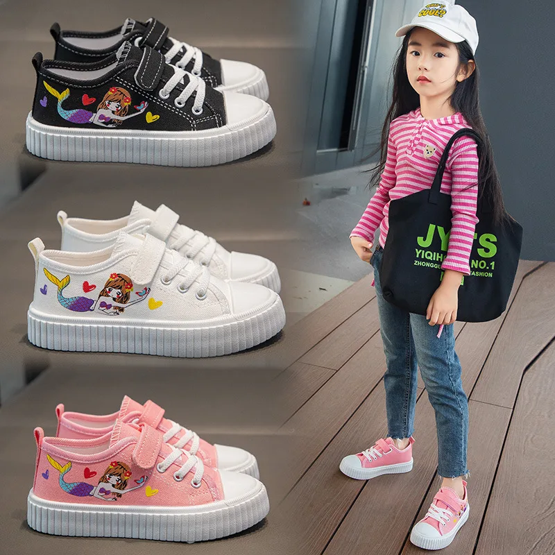 New Fashion Kids Cartoon Casual Soft Bottom Board Shoes Girls Canvas Sneakers bambini antiscivolo studente bambino scarpe sportive singole