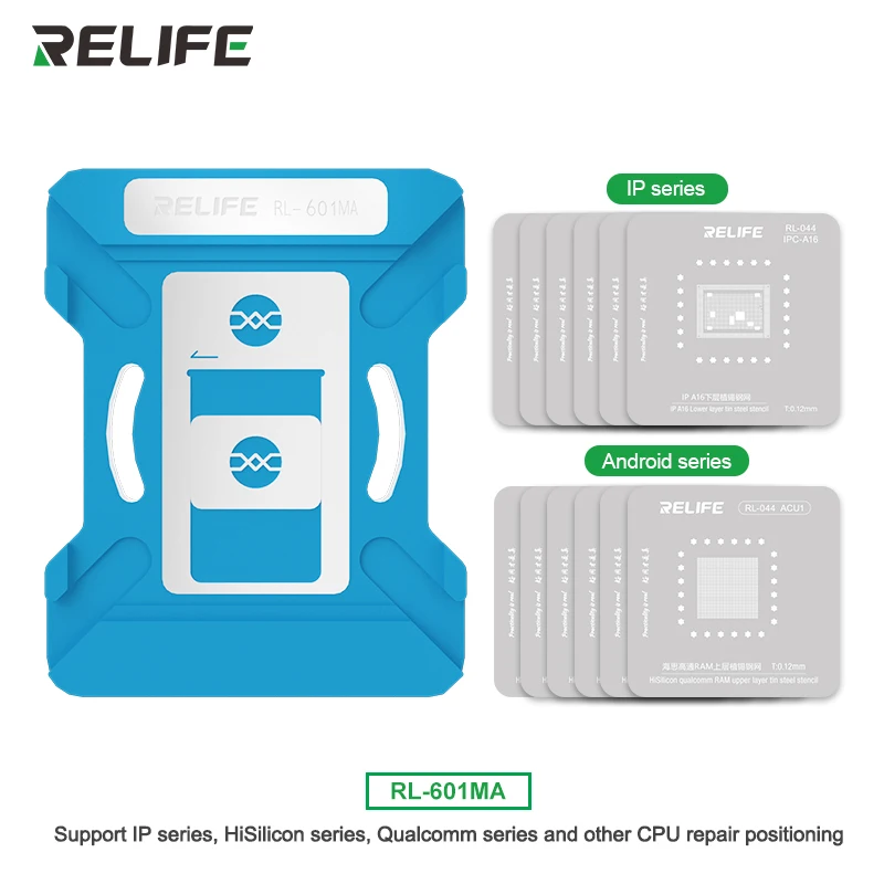 RELIFE RL-601MA Uniwersalna platforma szablonowa do reballingu procesorów dla iPhone'a i serii Android Układ scalony do sadzenia cyny Szablon Fix