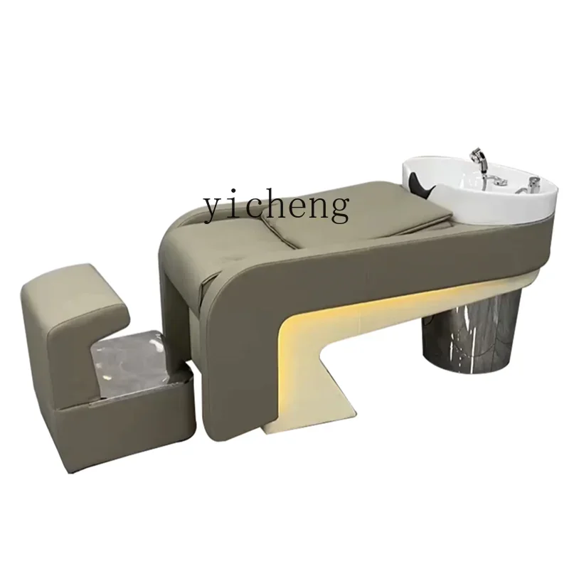 

TQH high-end barber shop ceramic basin shampoo bed semi-reclining hair salon special hair salon massage flush bed