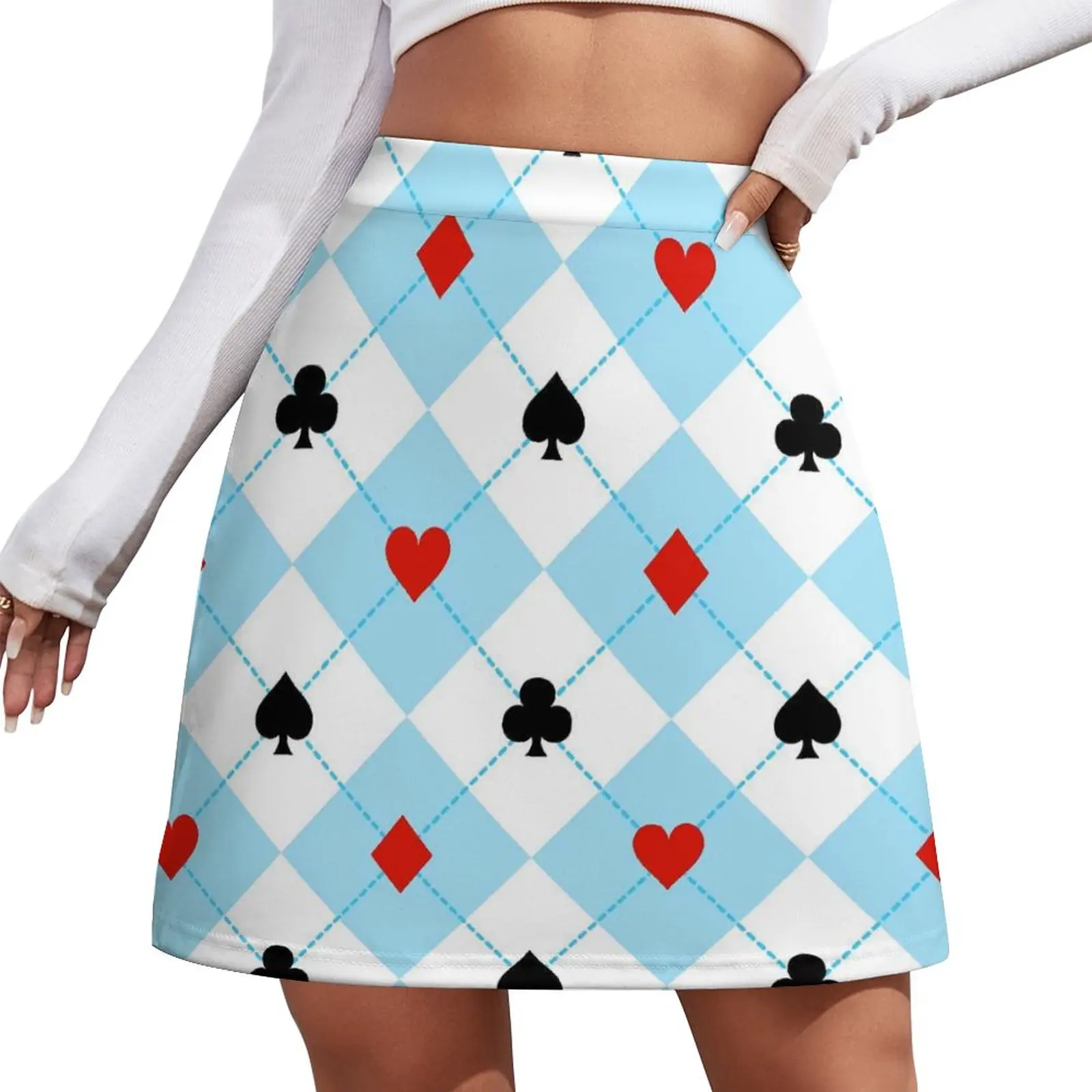 Poker Heart Skirt Playing Cards Suit Symbols Street Wear Casual Skirts Female Cute Mini Skirt Custom Bottoms Gift Idea