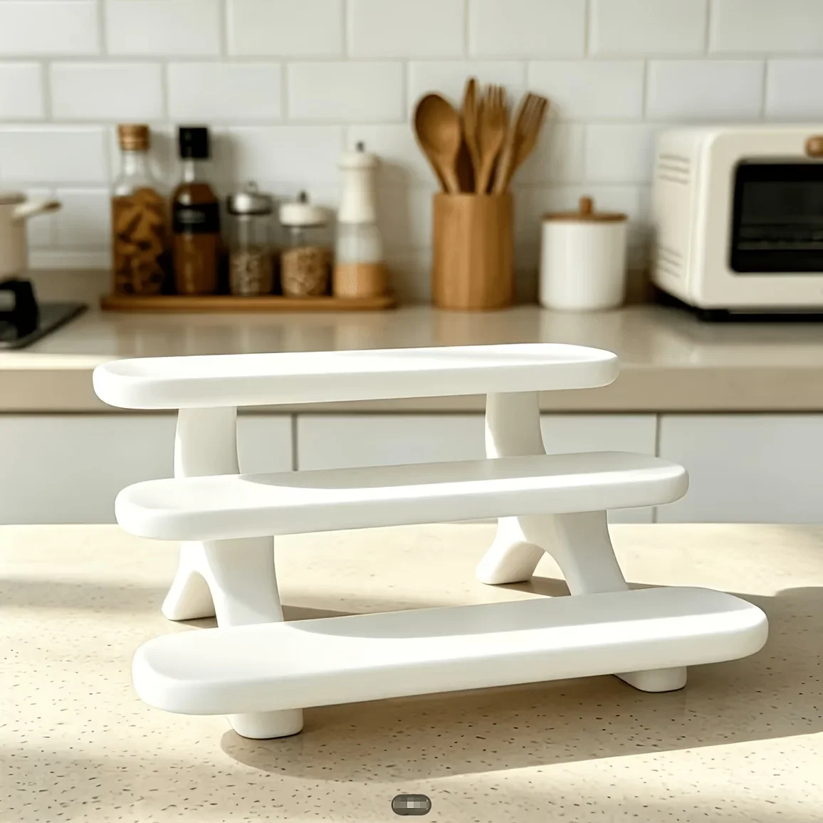 3-Tier Ladder Shaped Desktop Display Rack, Figure Display Stand, Countertop Organizer for Bathroom and Desk Stationery