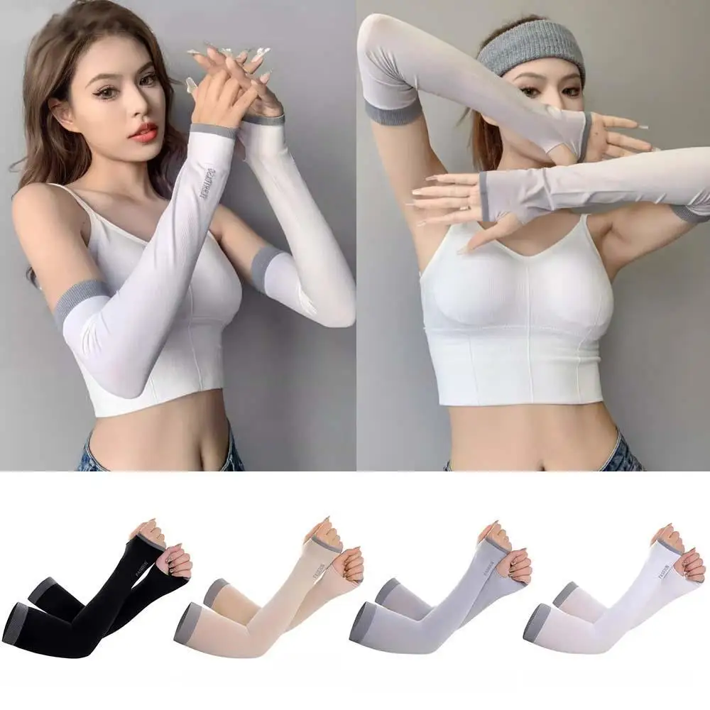 

Охлаждающие рукава из ледяного шелка для защиты от солнца, дышащие, без пальцев, для рыбалки, велоспорта и других видов спорта, с защитой от УФ-излучения и скольжения