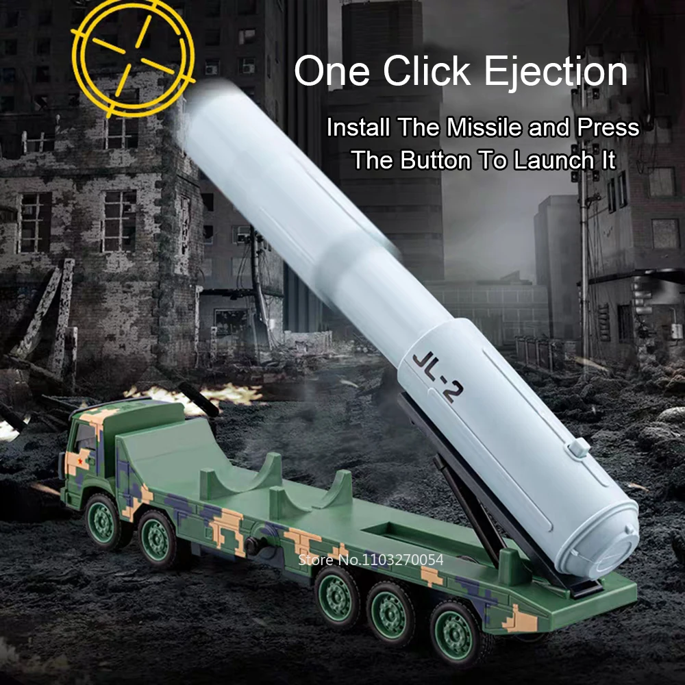 1:50 DF-41 JL-2 DF-5B vehículo de lanzamiento de misiles militares de aleación modelo fundido a presión juguetes rueda de luz de sonido coches deslizantes regalo de cumpleaños para niños