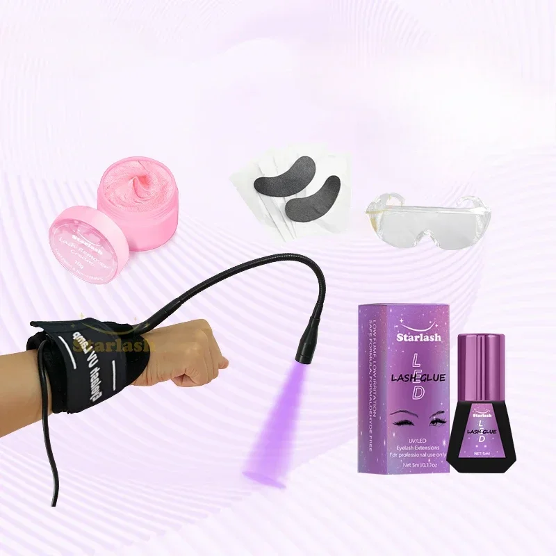 wrist LED lamp kit with UV eyelash glue UV lamp for eyelash extensions LED lash glue set