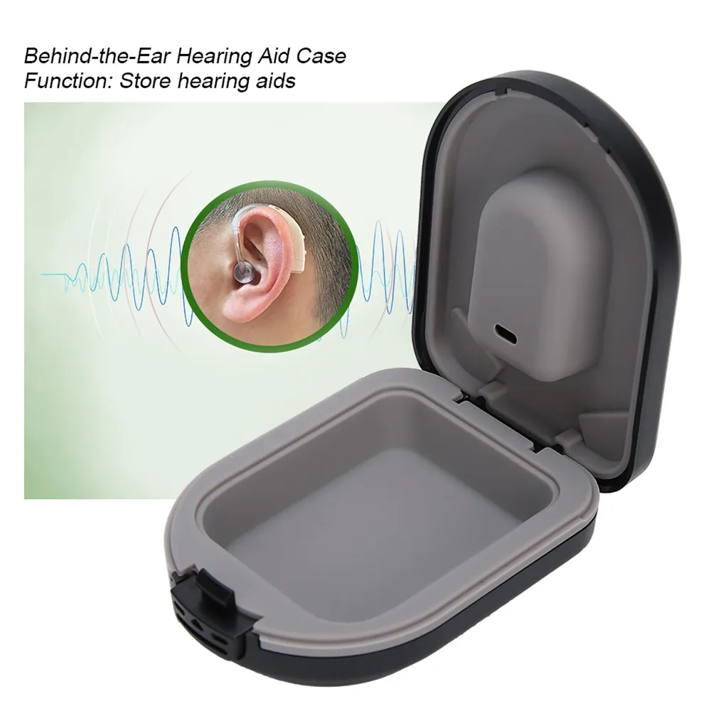 Waterproof Hearing Aid Case Black Protective Hearing Aid Box Drop Resistance Hearing Aid Storage Case