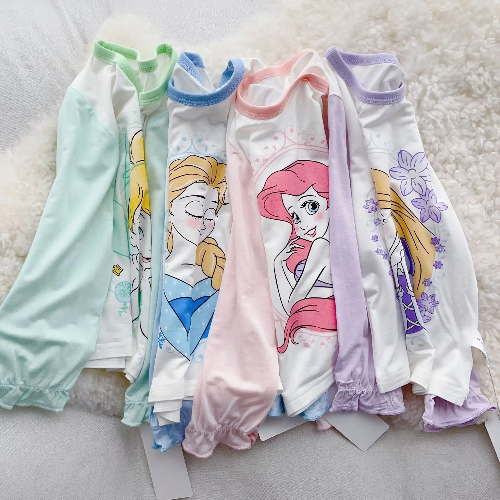 New Spring Summer Children's Flower Fairy Sets Rapunzel Sleepwear Clothes Kids Pajamas Set Baby Girls Cotton Cartoon Pyjamas