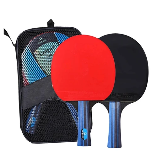 Imagen 2 del producto Raqueta de tenis de mesa de 5/6 estrellas, juego de raqueta de Ping Pong profesional de 2 uds., paleta de murciélago con hoja de goma de alta calidad con bolsa