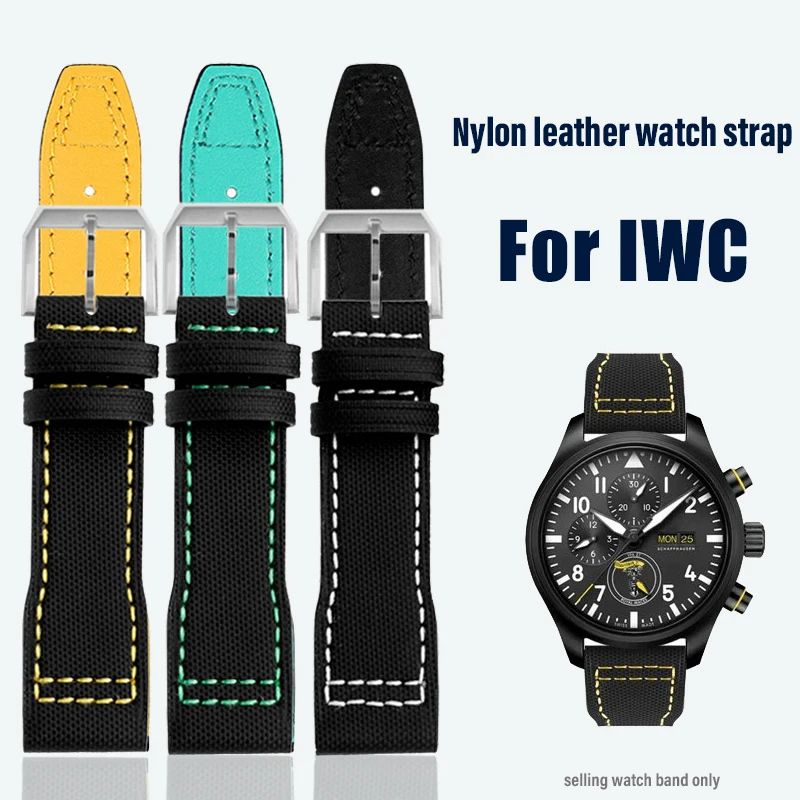 20mm 21mm 22mm for IWC Pilot Little Prince/Mercedes AMG Petronas F1 Mark 18 Men's Watch Band Black Blue Nylon Leather Watchband