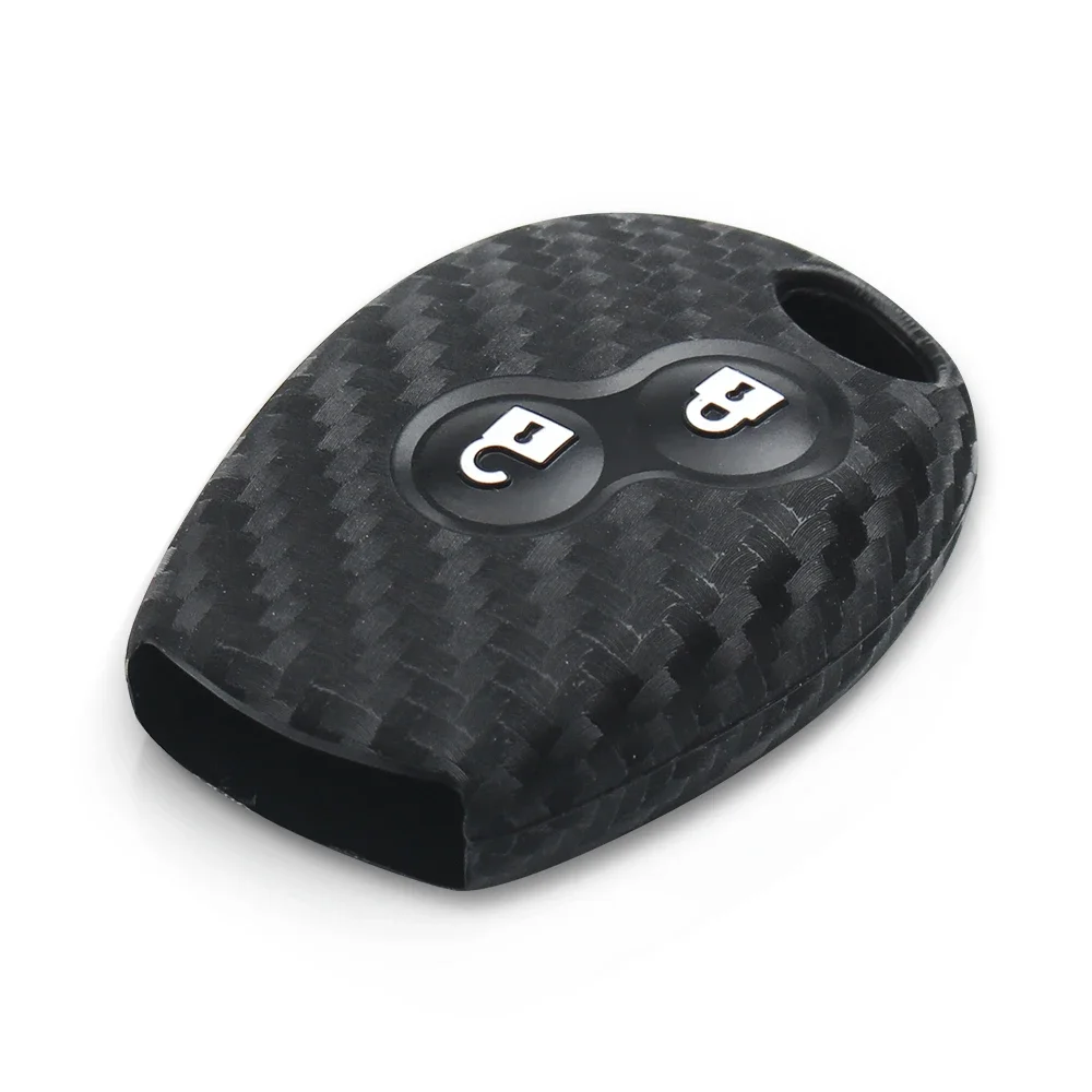 KEYYOU For Renault Duster Clio DACIA 3 Twingo Logan Sandero Modus For Nissan Carbon Silicone Car Key Case 2 Buttons