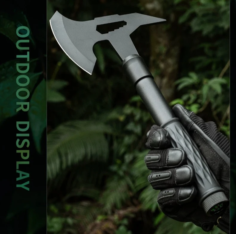 Self-defense Tactical Axe with Compass Portable Stainless Steel Multi-purpose Camp Fire Axe Outdoor EDC Tool