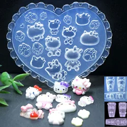 HelloKittys-Molde de silicona para decoración de uñas, caja de resina epoxi de Gel UV, Kawaii Melodys, herramientas de manicura