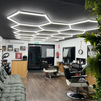 理髮店美髮沙龍LED吸頂燈六角形車庫燈110V/220V 14孔蜂巢式LED燈管,適用於汽車美容車間 8 最佳銷售 LED車庫六邊形 - №7