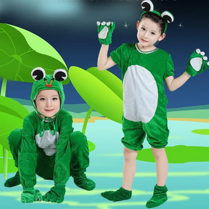 Unisex bambini Stage Show vestiti manica lunga/corta bambini cartone rana costumi Cosplay studenti Stage Play Performance Apparel