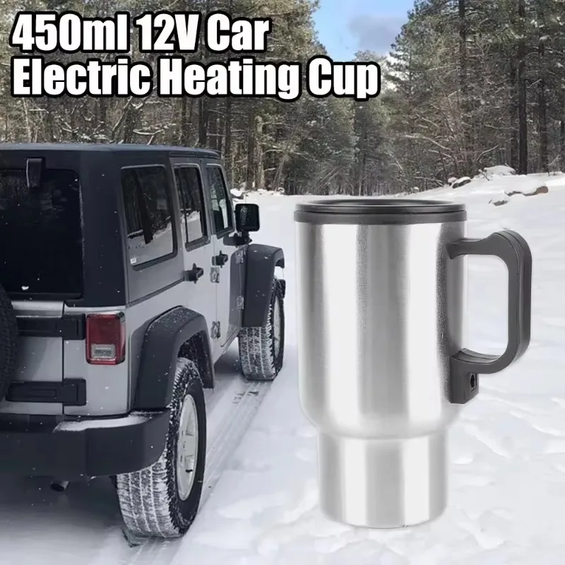 12V Car Electric Heating Cup Kettle Portable Water Heater Bottle Travel Car Truck Kettle For Tea Coffee Drinking,450ML