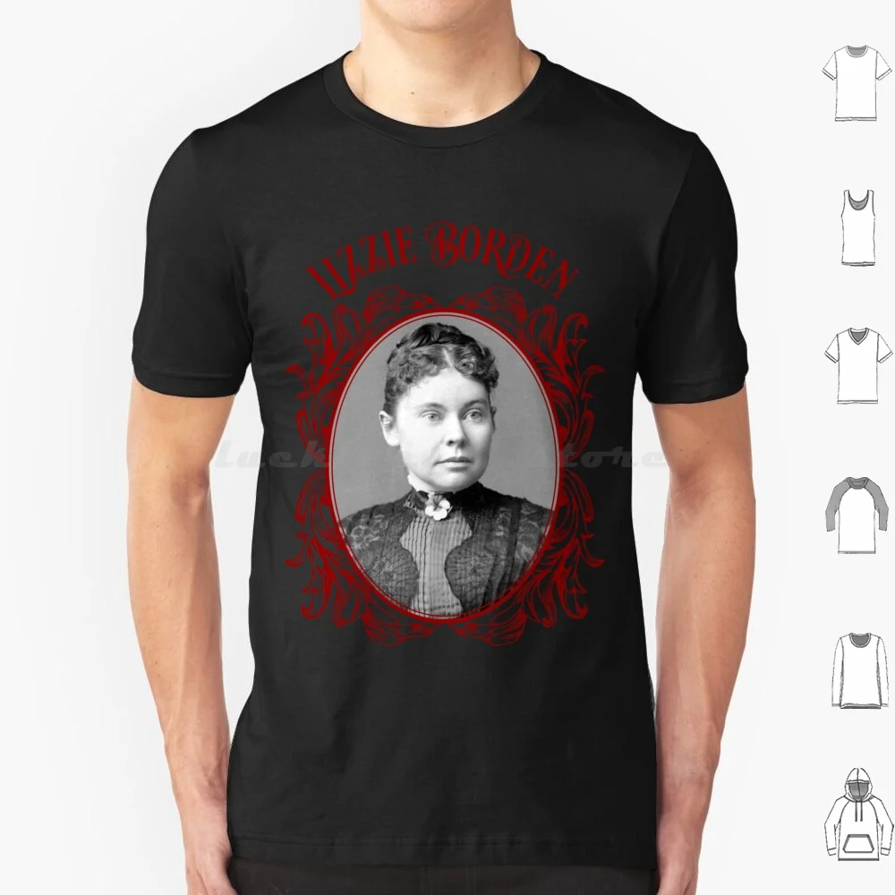 Lizzie Borden Pansy Brooch Portrait Red & Black T Shirt Cotton Men Women DIY Print Lizzie Borden Fall River Hatchet Axe