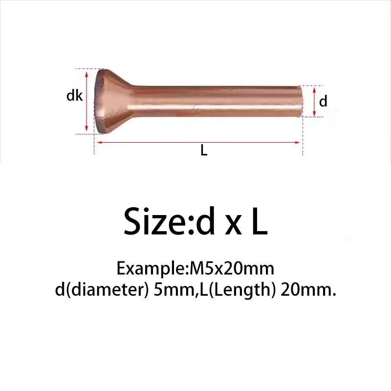 2-100pcs Solid Rivet M2 M2.5 M3 M4 M5 M6 M8 Copper Countersunk Head Rivets Flat Head Hand Knock Rivet GB869 Hardware Fasteners