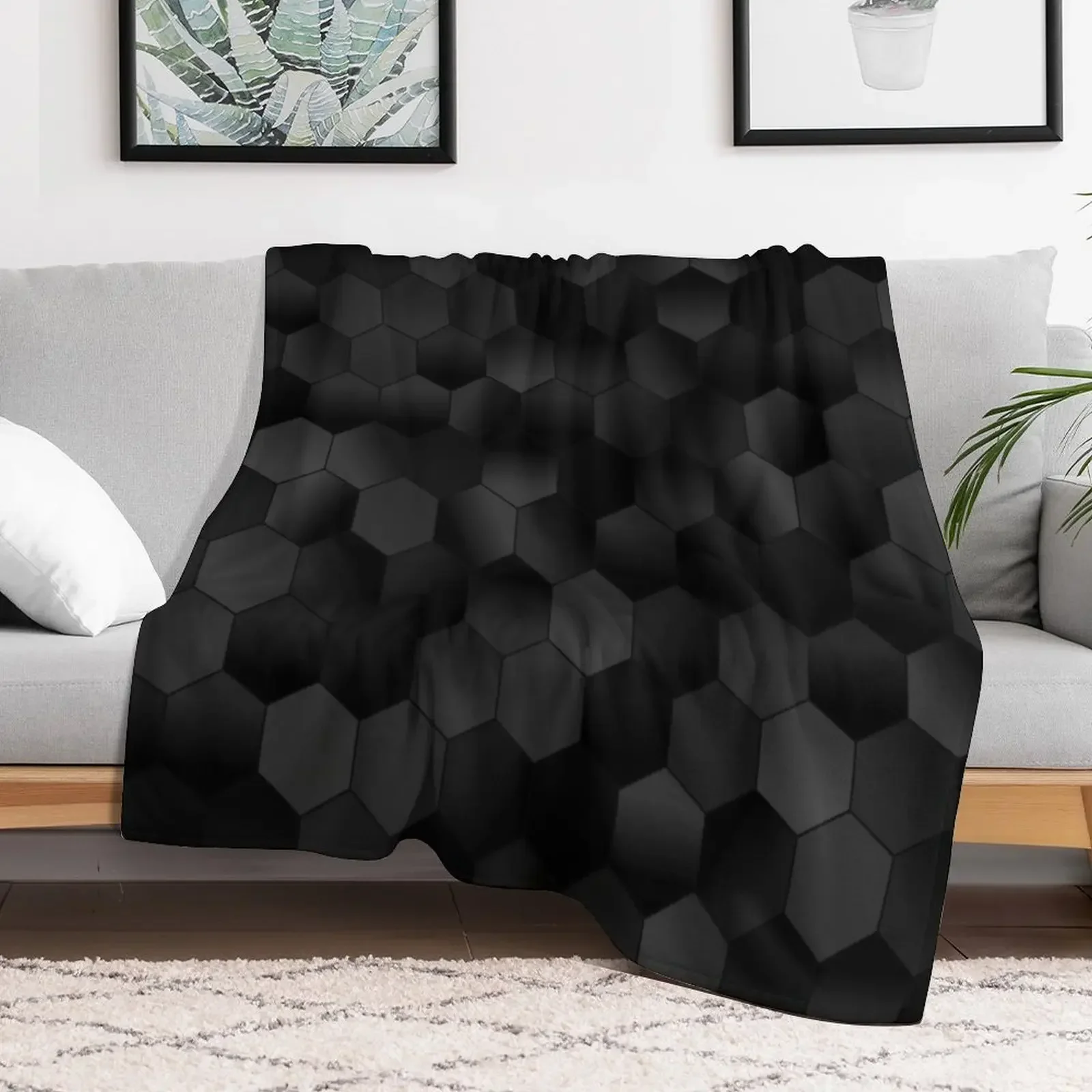 

Charcoal Black Hexagons Throw Blanket For Sofa Thin Soft Plush Plaid Giant Sofa Blankets manga Fashion Sofas Blankets