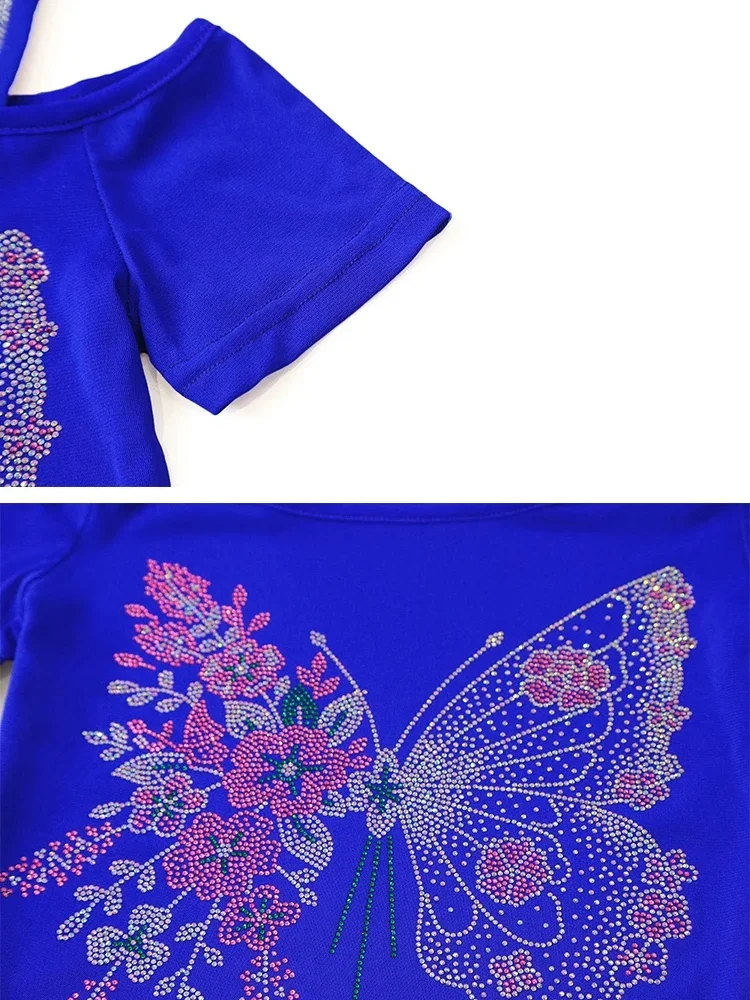 Ropa de calle de lujo con mariposas y flores para mujer, camiseta Sexy con hombros descubiertos, camisetas ajustadas elegantes, Top para mujer, camisas Semmer