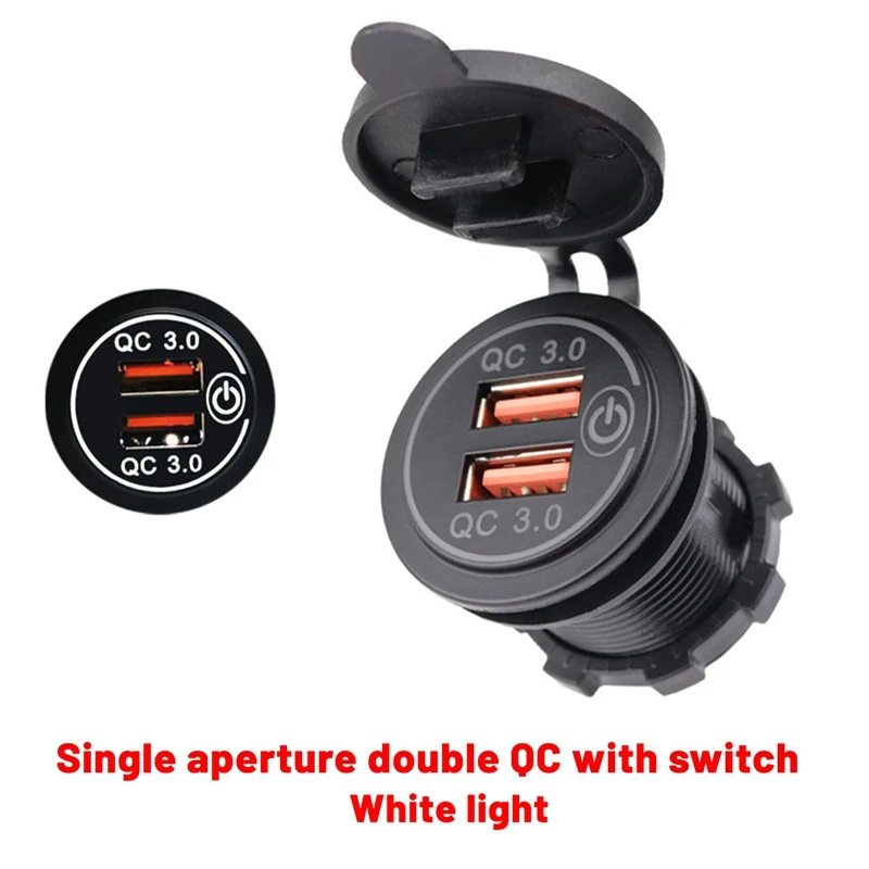 

12V 36W Quick Charge 3.0 Dual USB Car Charger USB Fast Charger With Switch For Boat Motorcycle Truck Sedan