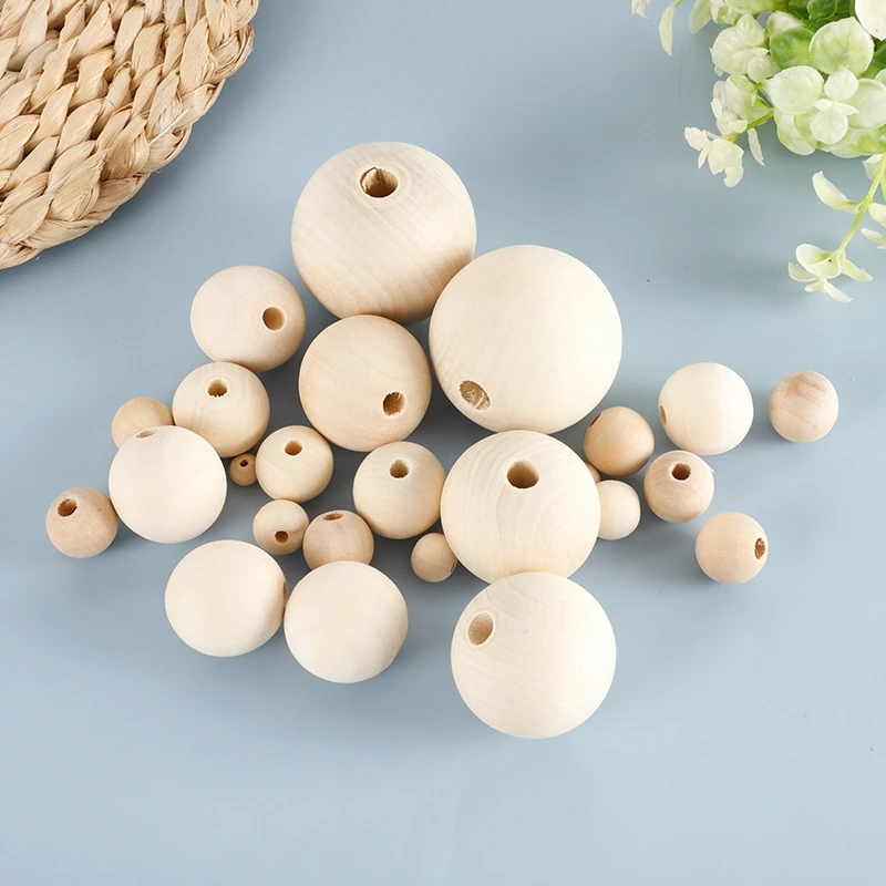 6-20mm Naturholzperlen Runde Holzkugeln Lose Perlen für DIY-Bastelarbeiten Ornamentherstellung Handgemachtes Zubehör Heimdekoration – Detail 3