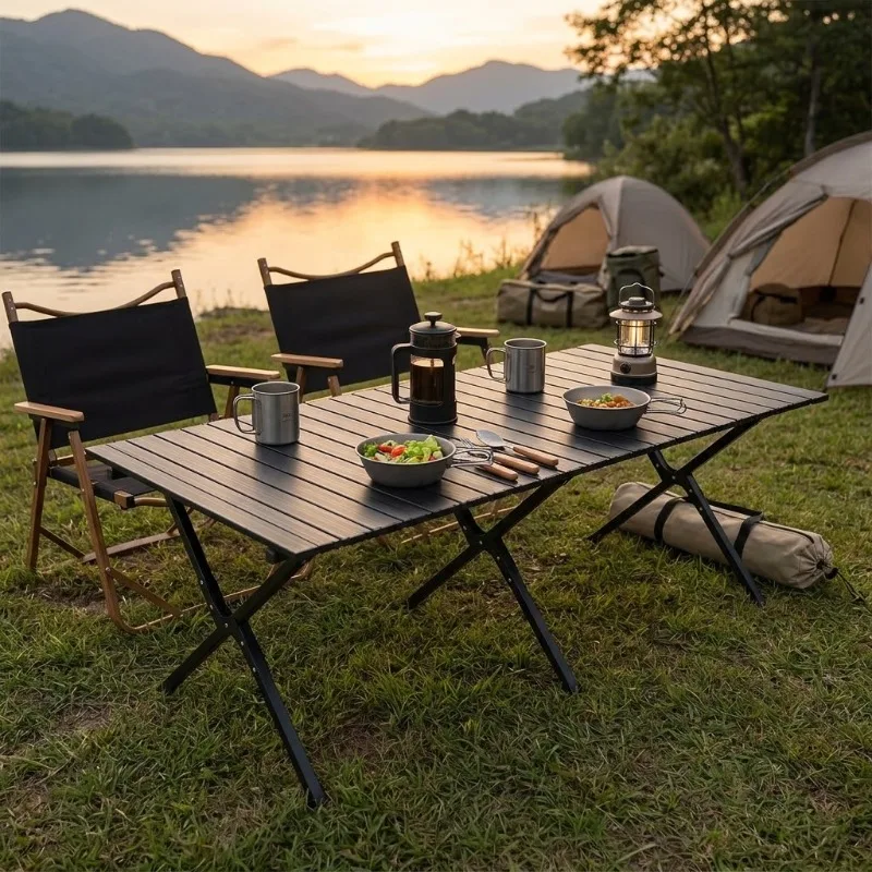 Mesa plegable portátil para preparar rollos de huevo, de 60/120 cm, ideal para acampar al aire libre, picnics, barbacoas, como mesa auxiliar, para tiendas de campaña, la playa, el jardín o como mueble para vehículos re