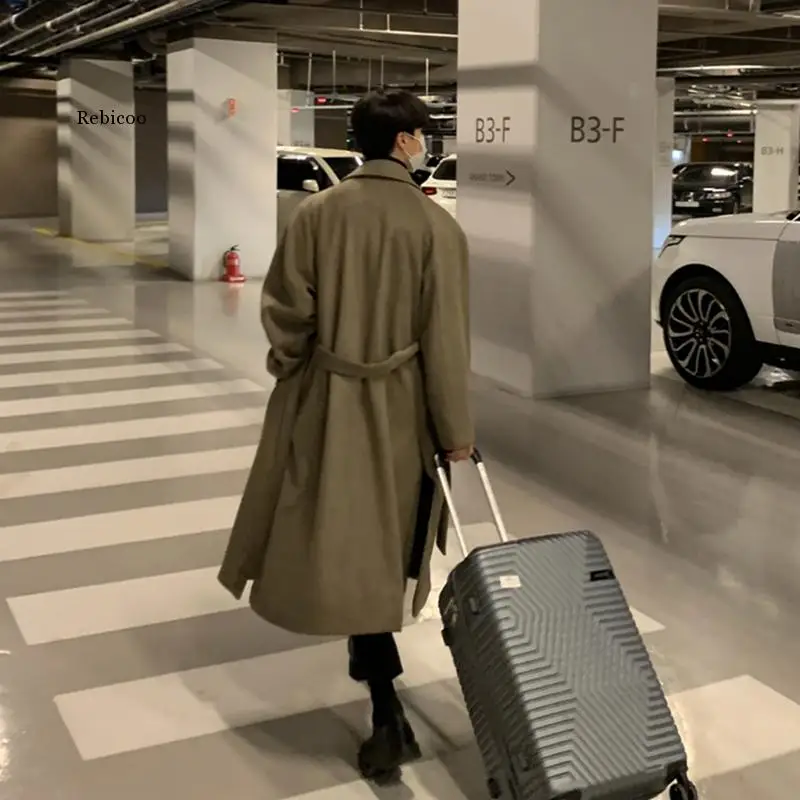 Men Fashion Winter Jacket Coats 2021 Thicken Wool Coat Mens Oversized Overcoat Male Streetwear Warm Belt Long Coat