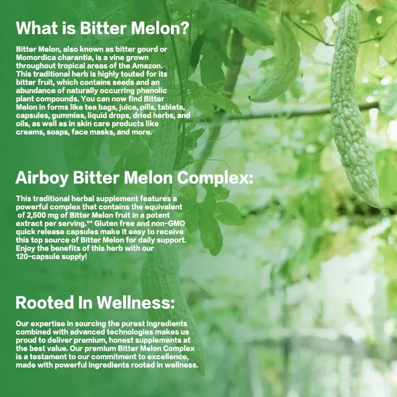 

Bitter Melon Capsules - Promote Glucose Metabolism, Weight Management, Digestive Health